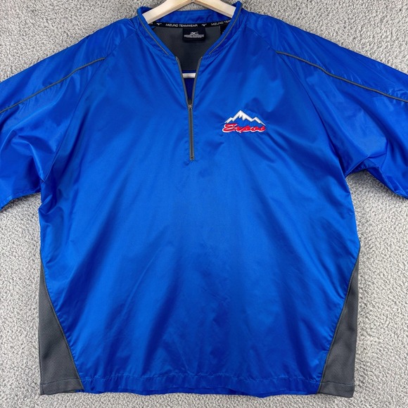 Expos‎ Baseball Coaches Jacket Mens XL Blue 1/4 Zip Mizuno Pullover Teamwear - Picture 1 of 13